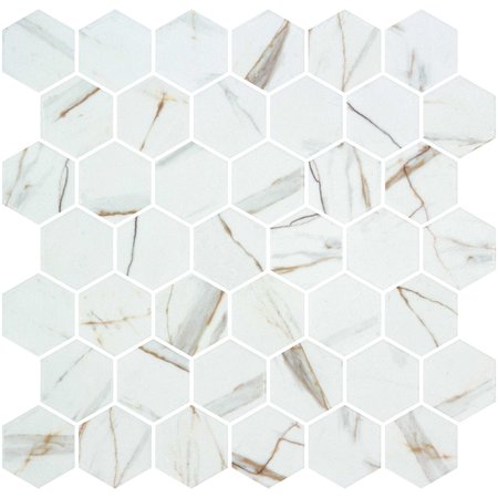 ANDOVA TILES ANDOVA TILES Sculpt 2" x 2" Glass Honeycomb Mosaic Wall & Floor Tile ANDSCU548